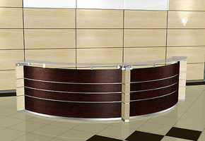 NAYADA-Tempo wall panels combined with NAYADA-Regina counters present an ideal solution for entrance lobbies in the office!